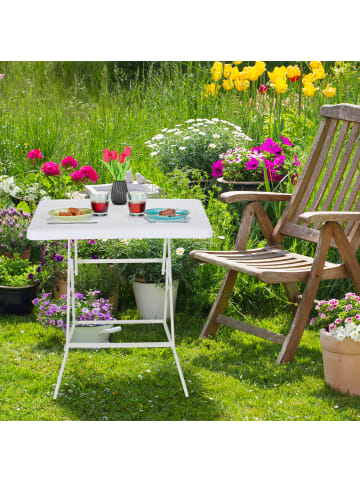 relaxdays Gartentisch "Holzoptik" in Weiß - (B)78 x (H)74 x (T)78 cm