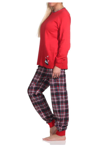 NORMANN Schlafanzug Bündchen Karohose - 75743 in rot