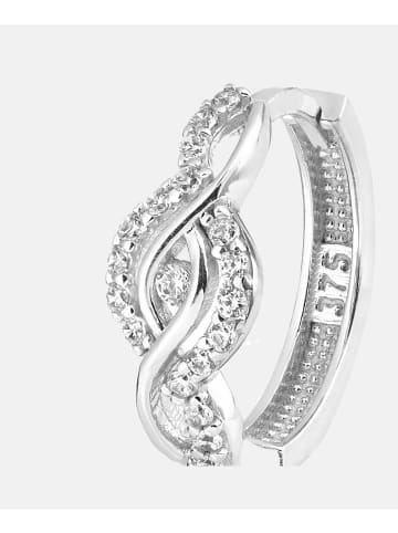 Vanlere Creolen aus 375 Weißgold mit Zirkonia gedreht