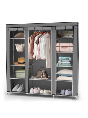 Intirilife Stoffschrank 150x175x45 cm in ASCH GRAU