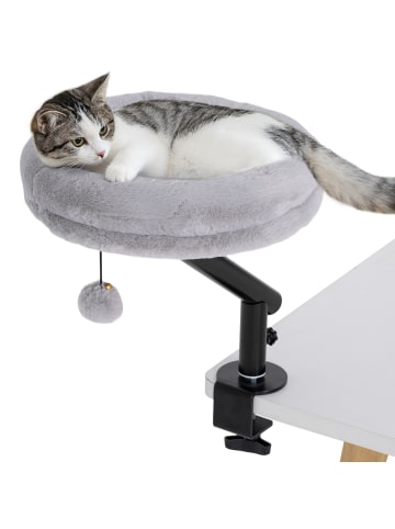 Pawhut Katzen-Schreibtischbett Grau Polyester