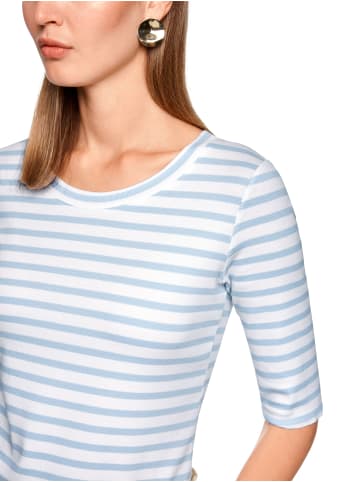 MARC CAIN ADDITIONS  Ringel-T-Shirt aus Baumwoll-Ripp in skyway new