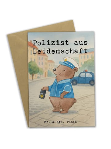 Mr. & Mrs. Panda Grußkarte Polizist Leidenschaft Design mit Spruch in Weiß