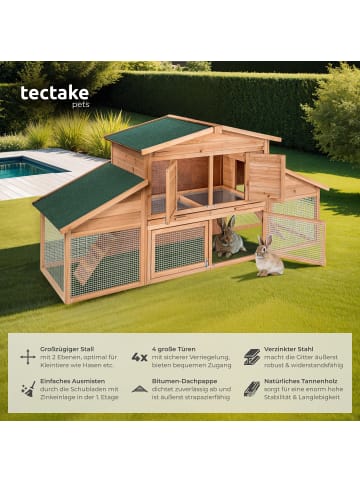 tectake Kleintierstall Johannes 226 x 77 x 95,5 cm, braun
