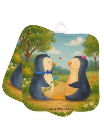 Mr. & Mrs. Panda Kochhandschuhe Pinguin Pärchen Design ohne Spruch in Weiß
