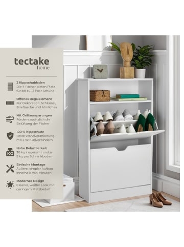 tectake Schuhregal Calea mit 2 Kippfächern für 12 Paar Schuhe