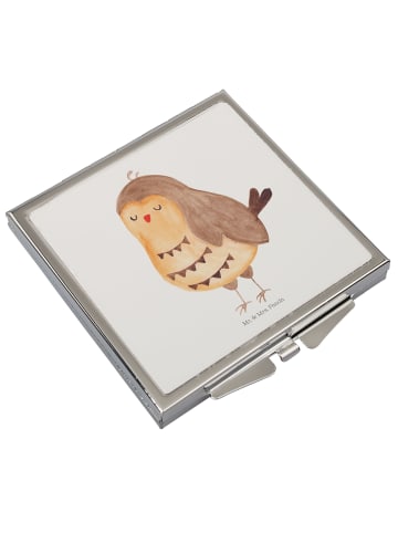 Mr. & Mrs. Panda Klappbarer Spiegel Eule Zufrieden ohne Spruch in Weiß