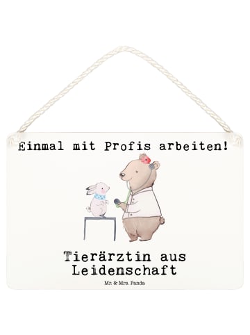 Mr. & Mrs. Panda Deko Schild Tierärztin Leidenschaft mit Spruch in Weiß