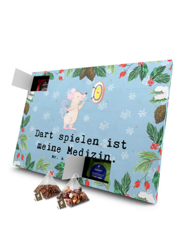 Mr. & Mrs. Panda Adventskalender Maus Dart spielen mit Spruch in Eisblau