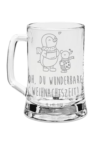 Mr. & Mrs. Panda Gravur Bierkrug Smörle Winterzeit mit Spruch in Transparent