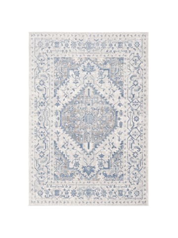 Pergamon Designer Teppich Moderne Orient Vintage Klassik in Blau Creme