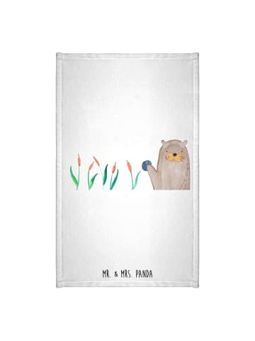 Mr. & Mrs. Panda Gästehandtuch Otter Stein ohne Spruch in Weiß