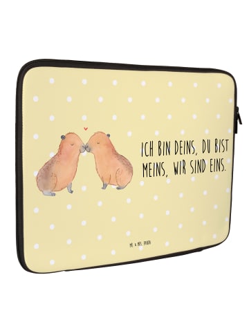 Mr. & Mrs. Panda Laptoptasche Capybara Liebe mit Spruch in Gelb Pastell