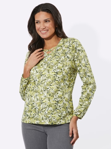Sieh an! Langarmshirt in lindgrün-zitrone-bedruckt