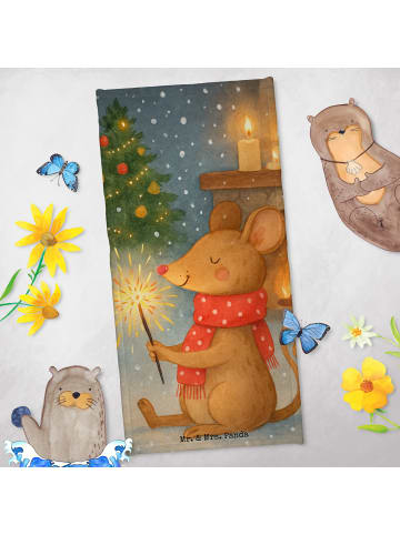 Mr. & Mrs. Panda Handtuch Maus Weihnachten Design ohne Spruch in Eisblau