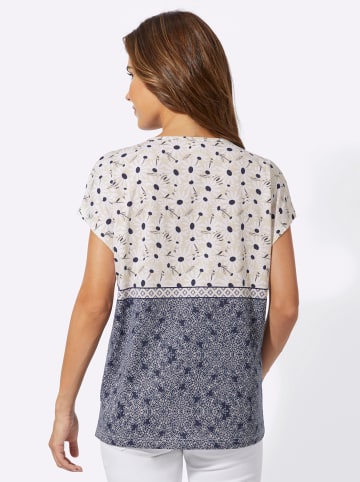 Sieh an! Kurzarm-Shirt in weiß-marine-bedruckt