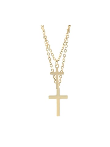 Adeliás Damen Halskette mit Anhänger – Kreuz aus Edelstahl in gold