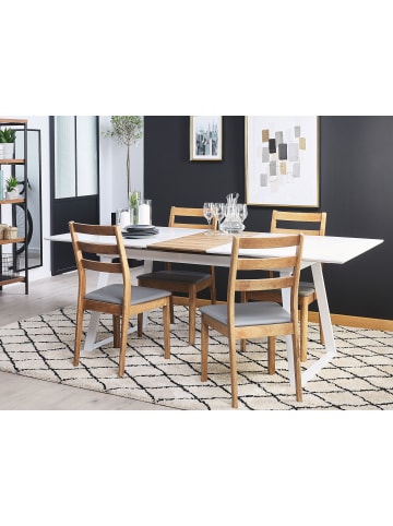 Beliani Esszimmertisch KALUNA in Weiß/Heller Holzfarbton - (W) 90 x (H) 75 x (L) 160 cm