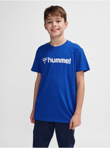 Hummel 2er-SET T-Shirt mit Logo Print aus Bio-Baumwolle in Blau-2