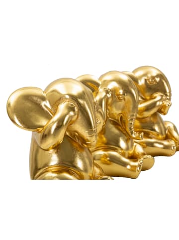 Mauro Ferretti Set mit 3 goldenen Elefanten aus Kunstharz, Ø 15,5 x 20,5 cm