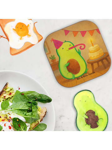 Mr. & Mrs. Panda Untersetzer Glas Avocado Geburtstag Design ohne... in Weiß