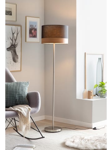 SalesFever Stehleuchte 151 cm 1-flammig dimmbar mit Holzoptik am Lampenschirm in Schwarz