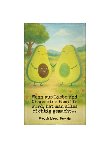 Mr. & Mrs. Panda Gästehandtuch Avocado Pärchen Design mit Spruch in Weiß