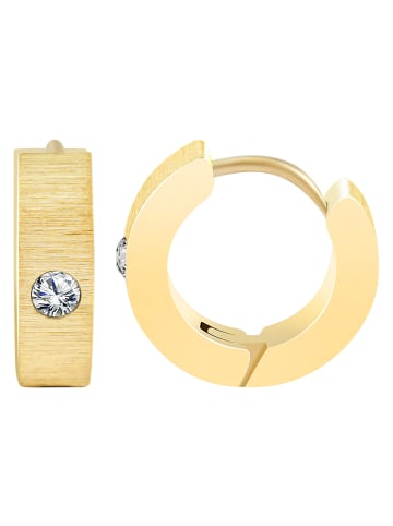 Adeliás Damen Ohrringe – Creole aus Edelstahl mit Strass Steinchen in gold