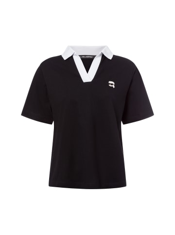 Karl Lagerfeld Poloshirt Ikon Patch in schwarz