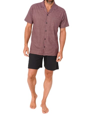 NORMANN Kurzarm Schlafanzug Shorty Pyjama durchknöpfbar in rot1