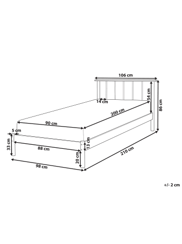 Beliani Einzelbett BARRET in Braun - (W) 106 x (H) 86 x (L) 210 cm