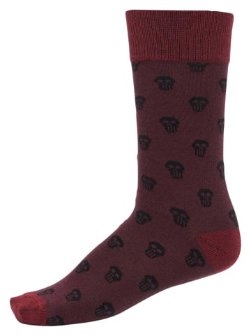 Urban Classics Urban Classics Unisex Skull Allover 2-Pack in burgundy/white
