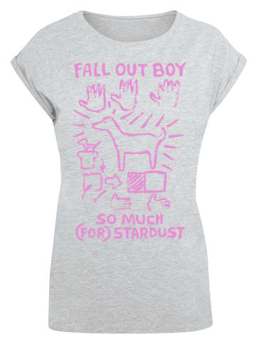 F4NT4STIC Extended Shoulder T-Shirt Fall Out Boy Pink Dog So Much Stardust in grau meliert