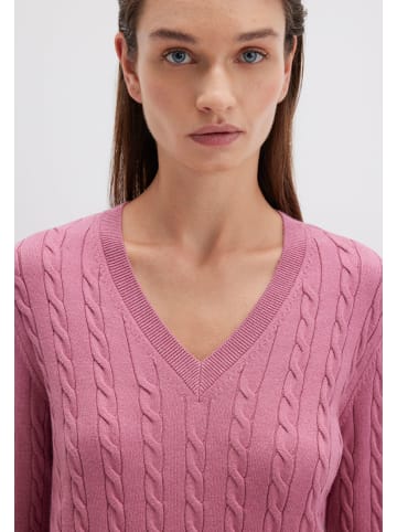 Mavi Jeans V-Ausschnitt Pullover mit Zopfmuster, L/S Knit Detail. in Rosa
