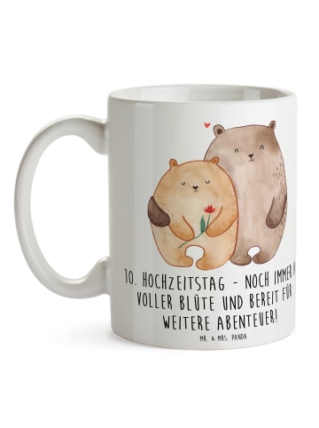 Mr. & Mrs. Panda Trinkbecher 10. Hochzeitstag Rosenhochzeit mit ... in Weiß