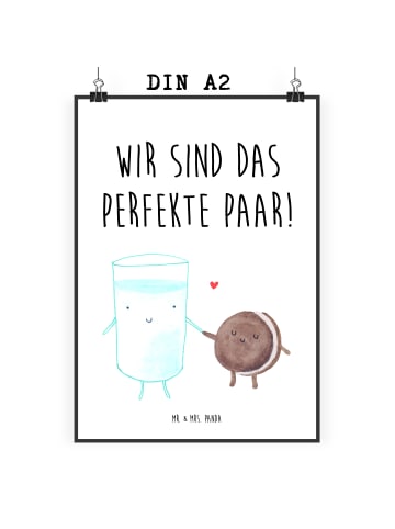 Mr. & Mrs. Panda Bild Milch Keks mit Spruch in Weiß
