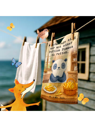 Mr. & Mrs. Panda Handtuch Panda Pommes Gebet Design mit Spruch in Weiß