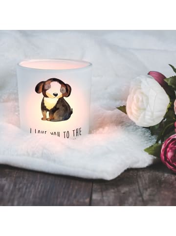 Mr. & Mrs. Panda Glas Windlicht Hund Entspannen mit Spruch in Transparent