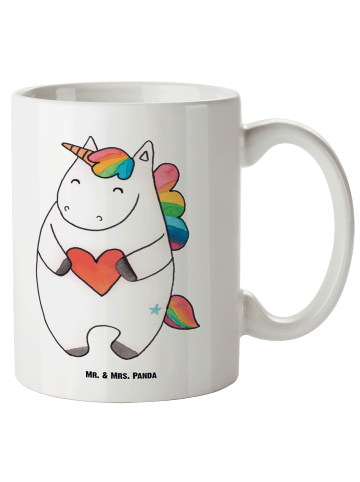 Mr. & Mrs. Panda XL Tasse Einhorn Herz ohne Spruch in Weiß