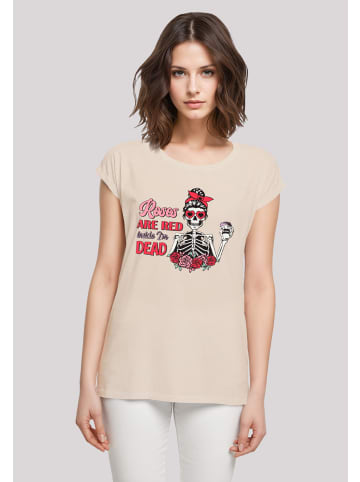 F4NT4STIC Extended Shoulder T-Shirt Anti Valentinstag Roses are red in Whitesand