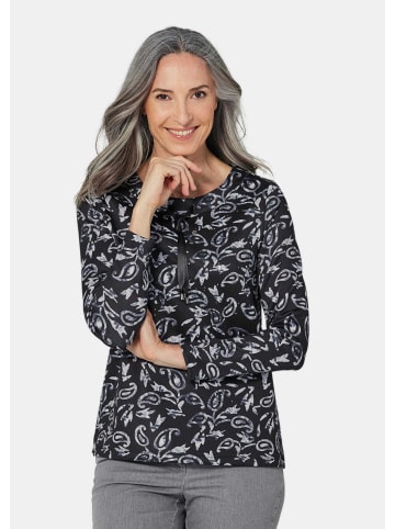GOLDNER Kurzgröße:  Langarmshirt mit Metallic-Druck in schwarz / gemustert