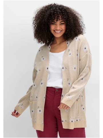 sheego Cardigan in weiß gemustert