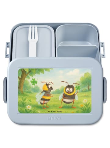 Mr. & Mrs. Panda Lunchbox Bienen Paar Design ohne Spruch in Blau Pastell
