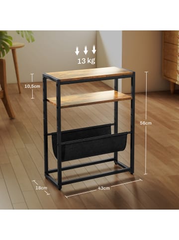 HOMCOM Beistelltisch-43L x 18B x 56H cm-Rustikal-Braun