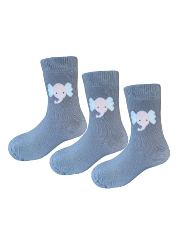 Yalion 3er-Set: Weiche Socken Vollplüsch Elefant in Grau 