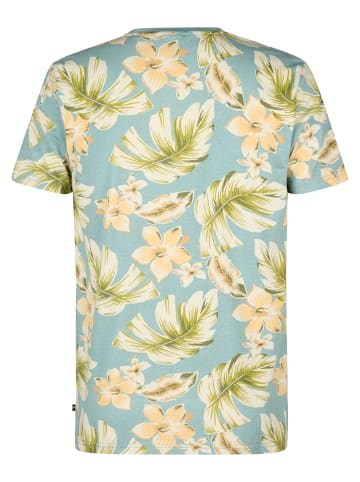 Petrol Industries T-Shirt mit Allover-Muster Hibiscus in Blau