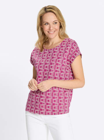 Sieh an! Kurzarmshirt in magenta-ecru-bedruckt