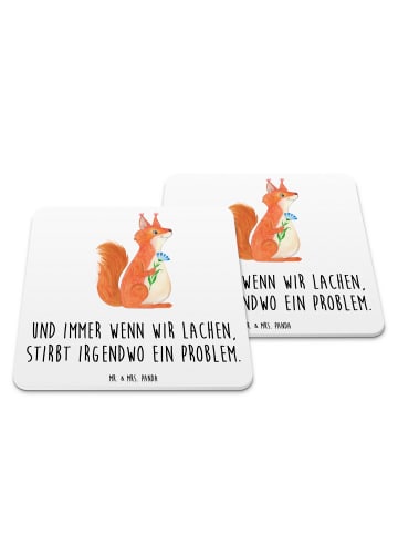 Mr. & Mrs. Panda Untersetzer für Gläser Eichhörnchen Blume mit S... in Weiß