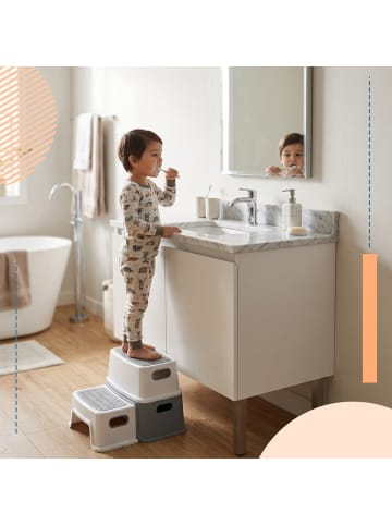 relaxdays Kindertritthocker "Zahlen" in Weiß/ Grau - (B)33 x (H)25,5 x (T)38,5 cm