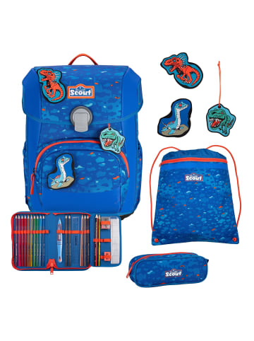 Scout Neo Exklusiv Superflash Schulranzen-Set 4-teilig in Blue Dino